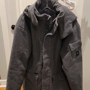 KR3W KREW Winter Coat, Detachable Hood, Gray XL